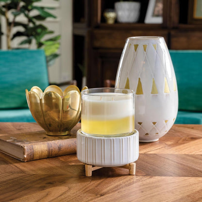 Candle Warmers ETC 2-in-1 Candle and Fragrance Warmer for Warming Scented Candles or Wax Melts and Tarts with to Freshen Room, Pewter Walnut