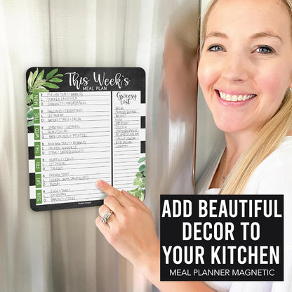 Hadley Designs Weekly Meal Planner for Fridge - Dinner Menu Board for Kitchen, Colorful Weekly Menu Board Dry Erase, Dry Erase Meal Planner for Fridge