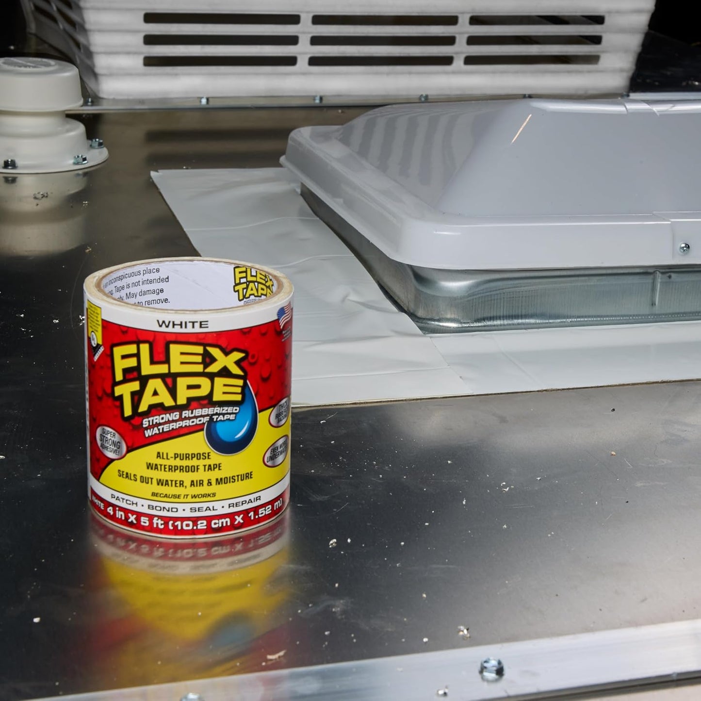 Flex Tape, Original Thick Flexible Rubberized Waterproof Tape - Seal and Patch Leaks, Works Underwater, Indoor Outdoor - Home RV Roof Plumbing and Pool Repairs, Clear, 4 in x 5 ft, Pack of 1