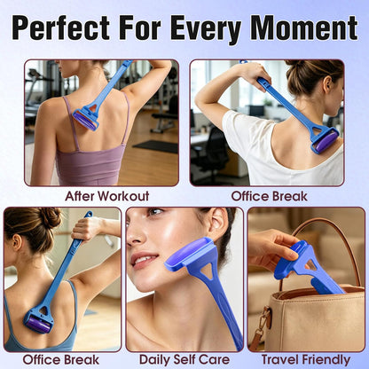 Foldable Manual Leg Massage Rollers for Back, Portable Back Massage Rollers | Women Leg Massage Roller, 3 Rollers with Storage Bag, Dual Hot and Cold Use Body Roller for Leg Facial Muscle Relaxation Blue