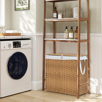 NEWBULIG Laundry Hamper Sorter with Wheels, Rolling Laundry Basket with Shelf & Removable Pull-Out Bag, Dirty Clothes Hamper for Room Organizer, 3 x 10.6 Gal (120L) - Rustic Brown and Black