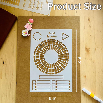 Journal Stencils, 14 PCS A5 Plastic Reusable Multi-Functional Tracker & Planner Stencils for Dotted Journals, Easily to Track Your Daily Life and Create Custom Layout for Dot Journal Notebook