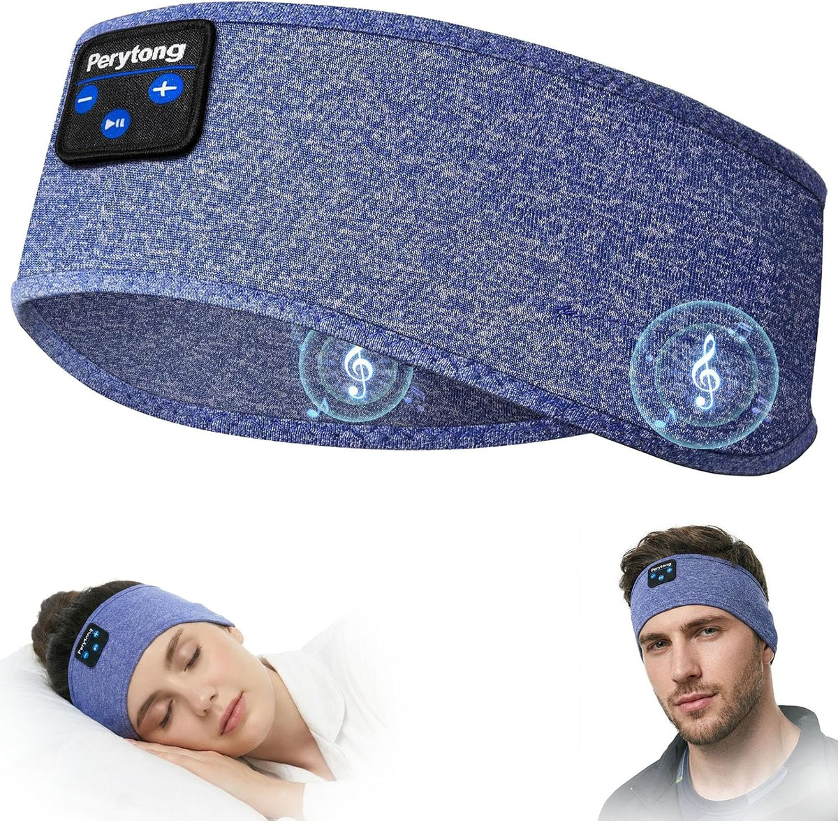 Perytong Sleep Headphones Bluetooth 5.4 Headband, Wireless Sleep Headband Headphones for Side Sleepers, Ultra-Thin Stereo Speakers & Extended Battery Life, Sports Headband Earphones for Sleeping