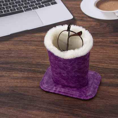 Plush Fluffy Lined Anti-scratch Eyeglasses Holder Protective Glasses Stand Case