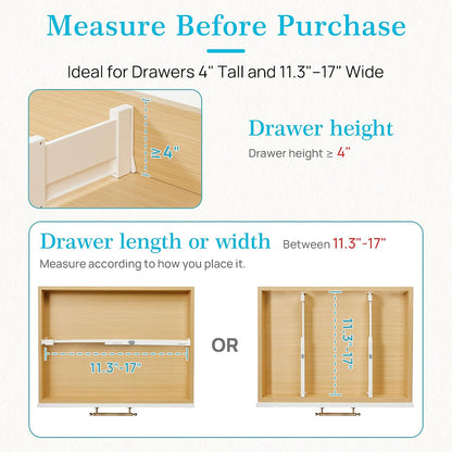 Vtopmart Drawer Dividers for Clothes 8 Pack, Adjustable 4" High Expandable from 11.3"-17" Dresser Drawer Organizer, Plastic Drawers Separators for Dresser, Baby Clothes, Kitchen and Office Storage | Adjustable Drawer Organizer, Dresser Clothes Separator,