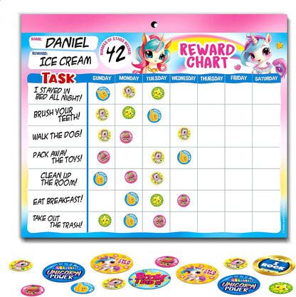 Behavior Reward Chart System - Pad with 26 Chore Charts for Kids, 2800 Stickers to Motivate Responsibility & Good Habits