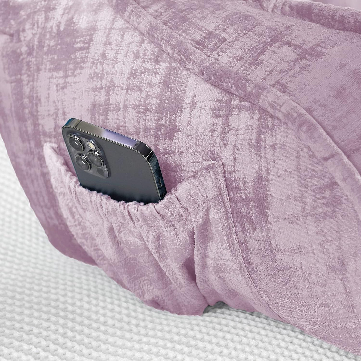 DIY Assembly Art Velvet Backrest Reading Bed Rest Pillow with Arms & Pockets, 18" H for Sitting in Bed Couch Sofa, Back Support Cushion with Removable Cover, 20"x18"x17", Aqua