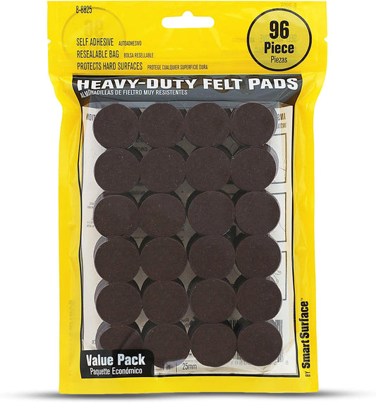 8725 Heavy Duty Self Adhesive Furniture Felt Pads 1-Inch Round Oatmeal 96-Piece Value Pack in Resealable Bag