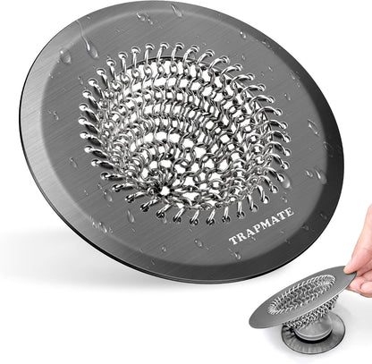 TRAPMATE Shower Drain Hair Catcher, 4.4" Anti-Clogging Bathtub Drain Cover | Easy Flip Cleaning, Traps Hair with Fast Drainage, Anti-Slip Drain Protector Fits Regular & Pop-up Drains (Patented Product)