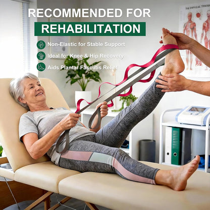 Acozycoo Stretching Strap with Loops for Leg Calf Back Physical Therapy | Non-Elastic Yoga Strap for Stretching,Stretch Band,Leg Lifter,Rehab,Knee,Hip,Pilates,Flexibility Training,Hamstring,Fascia