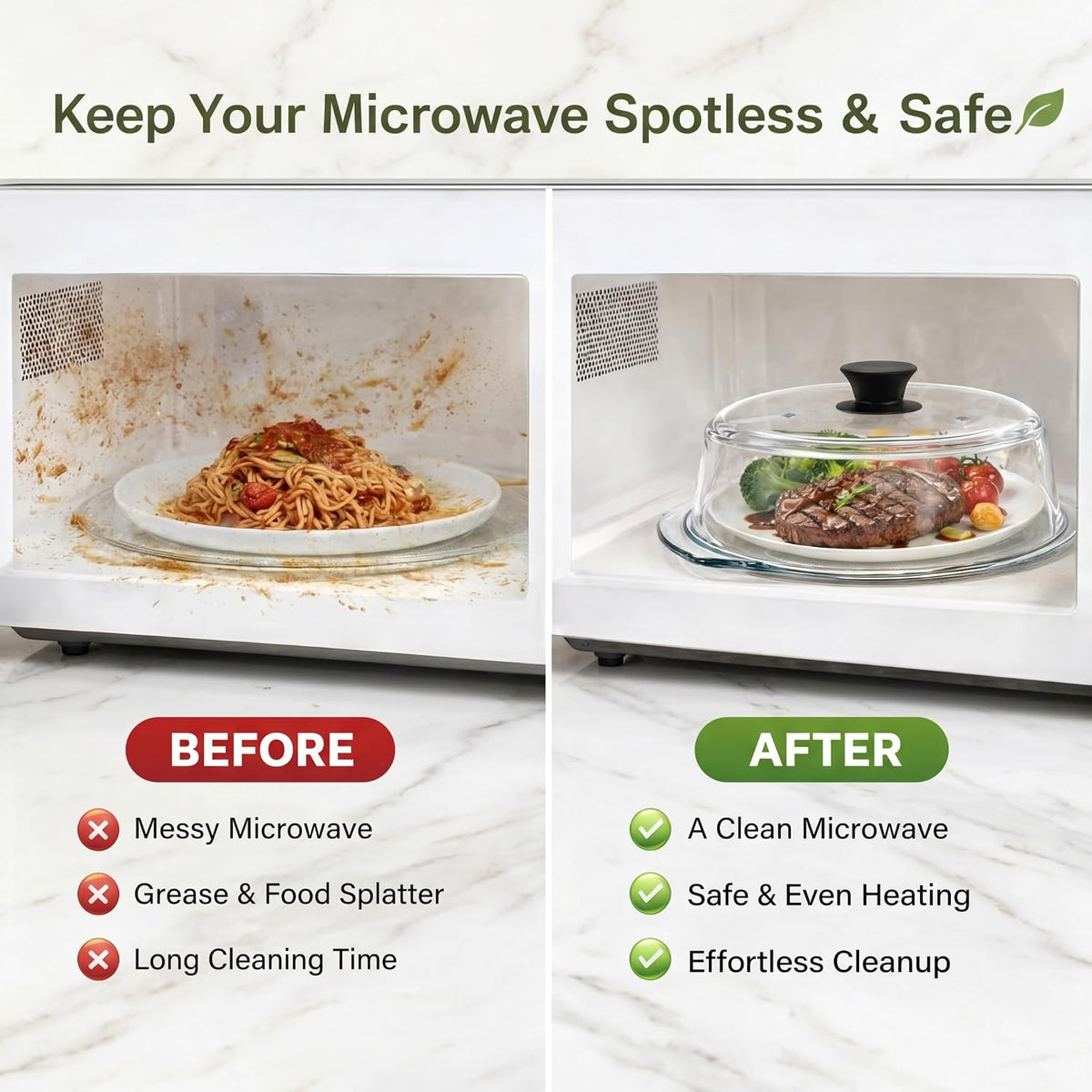 Glass Microwave Splatter Cover for Food, 10 in Vented Lid