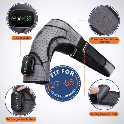 Cordless Shoulder Heating Pad with Massage, FSA Eligible Items List, Heated Shoulder Wrap Massager for Pain, Rotator Cuff Heating Pad HSA Approved Products Only