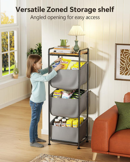 3 Section Laundry Sorter with Removable Bags, 120L Rolling Vertical Laundry Hamper, Stackable Laundry Baskets organizer for Bathroom, Apartment, Dorm (Beige, With Wheel)