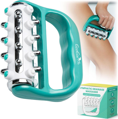 EcoEarth - Myofascial Release Cellulite Massager - Green - Lymphatic Drainage Massage Roller - Handheld Deep Tissue Massage Therapy Tool for Men and Women - Reduce Appearance of Cellulite