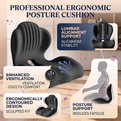 Ergonomic Seat Memory Foam Support Cushion for Back, Car Seat Back Support Cushion for Sciatica Tailbone Pain, Office Desk Chair Car Travel Seat Cushion (Pink)