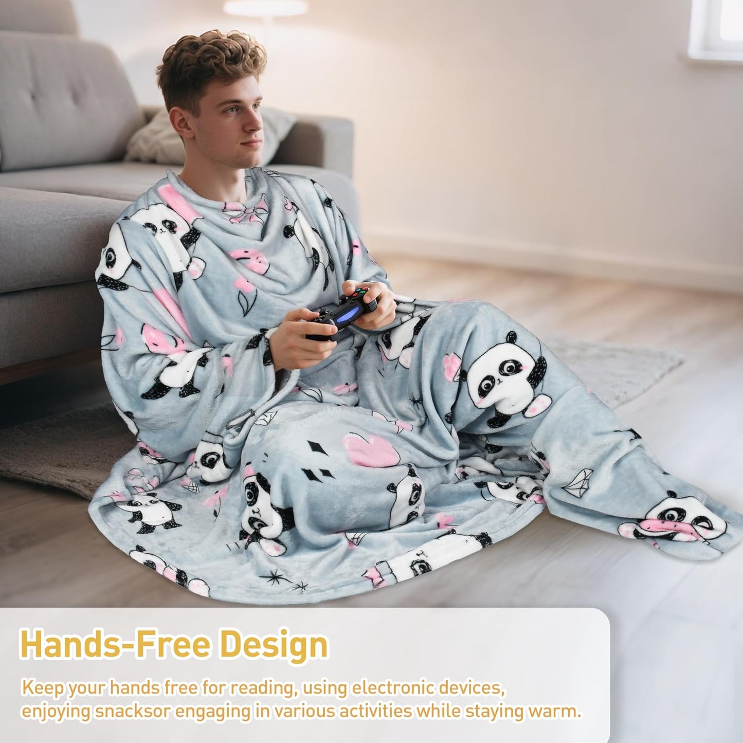 Catalonia Wearable Blanket with Sleeves & Foot Pocket for Adults | Soft Fleece Throw Wrap with Hands-Free Comfort, Perfect for Reading, TV Time & Relaxing, Christmas Gift for Women & Men