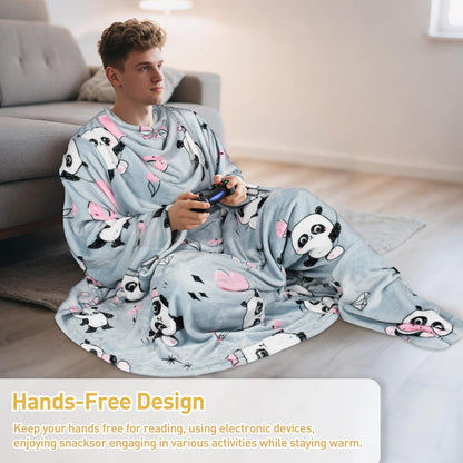 Catalonia Wearable Blanket with Sleeves & Foot Pocket for Adults | Soft Fleece Throw Wrap with Hands-Free Comfort, Perfect for Reading, TV Time & Relaxing, Christmas Gift for Women & Men