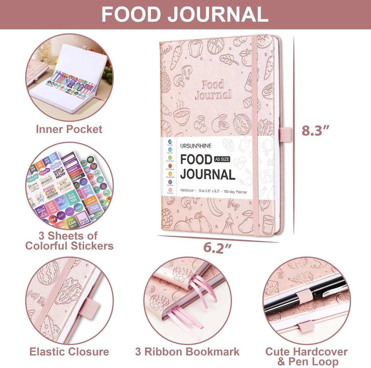 Food Journal - Journal for Women Weight Loss, 5.8" x 8.3