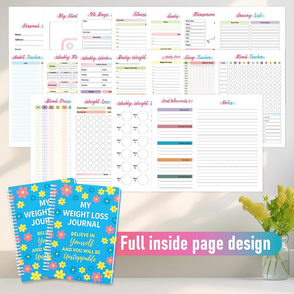 90-Day Weight Loss Planner – Spiral Bound Fitness & Wellness Journal with Daily & Weekly Trackers, Meal Planning, Habit & Workout Logs, 100 GSM No-Bleed Paper, Waterproof PVC Cover