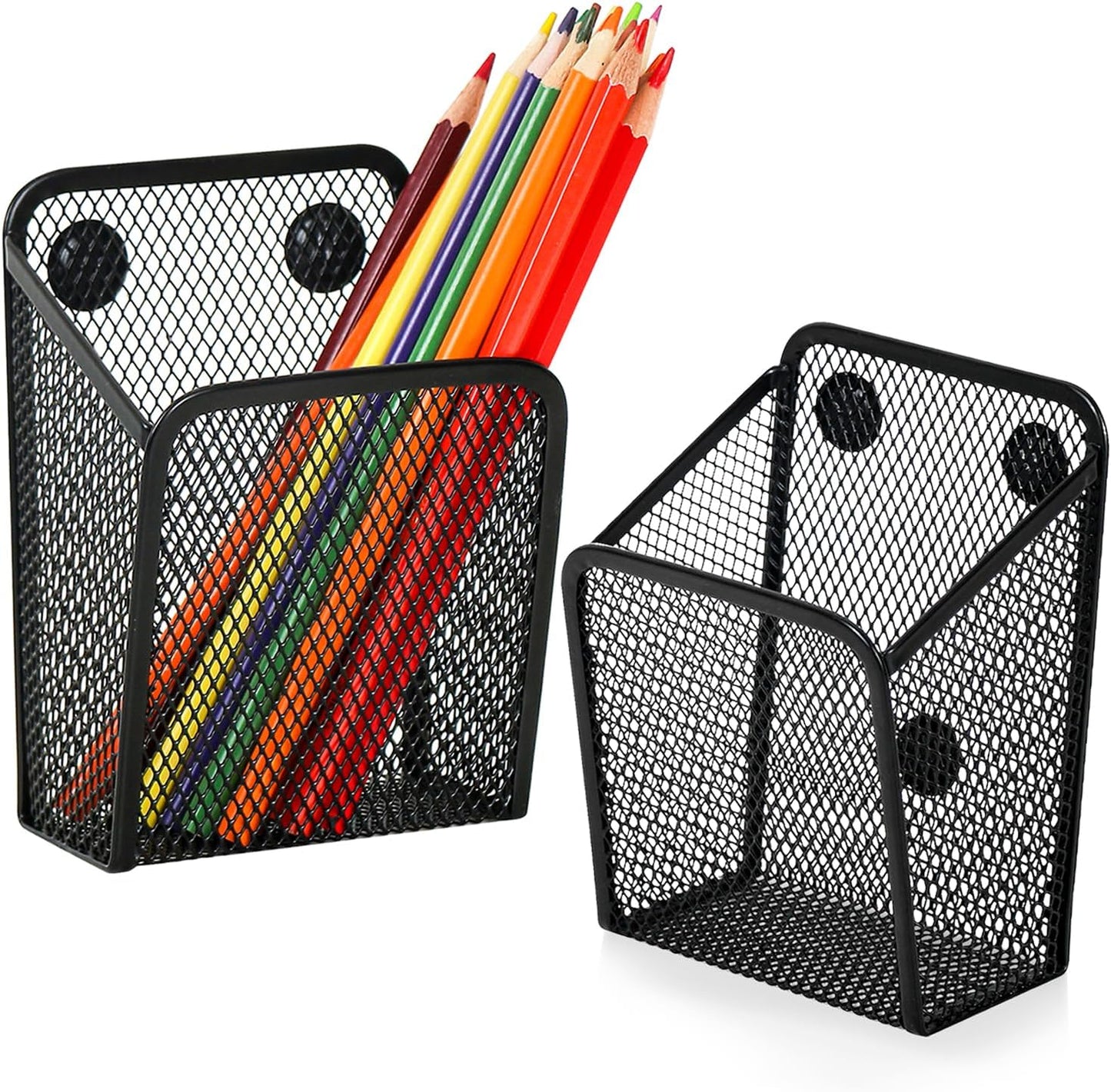 UCYCAZ Magnetic Pen Holder,Single Magnetic Pencil Locker Holder Organizer | Strong Magnets Mesh Marker Holder,Locker Accessories,Writing Utensil Storage Organizer,Pen Basket for Whiteboard,Refrigerator