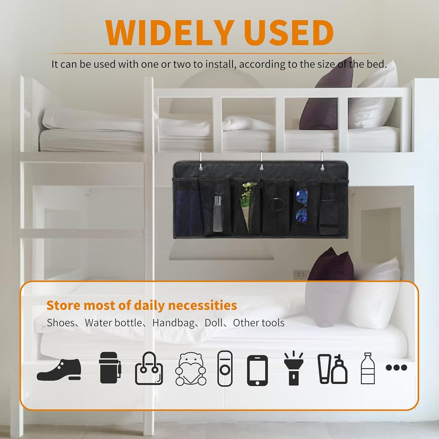 RVZONE RV Shoe Pockets 6 Large Pockets Heavy Hanging Bedside Storage Organizer with Sturdy Hooks for Shoes, Toys and Tools