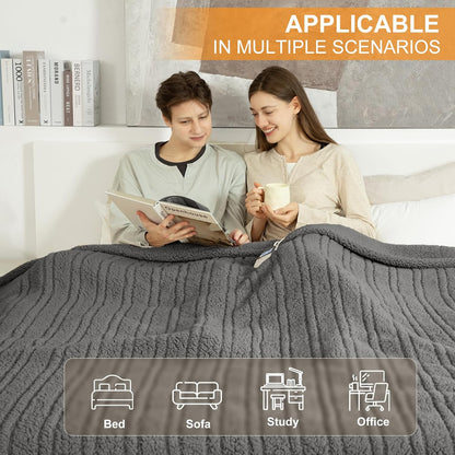 Heated Throw Blanket 50"X60", Soft Sherpa, 4 hrs Auto Shut Off