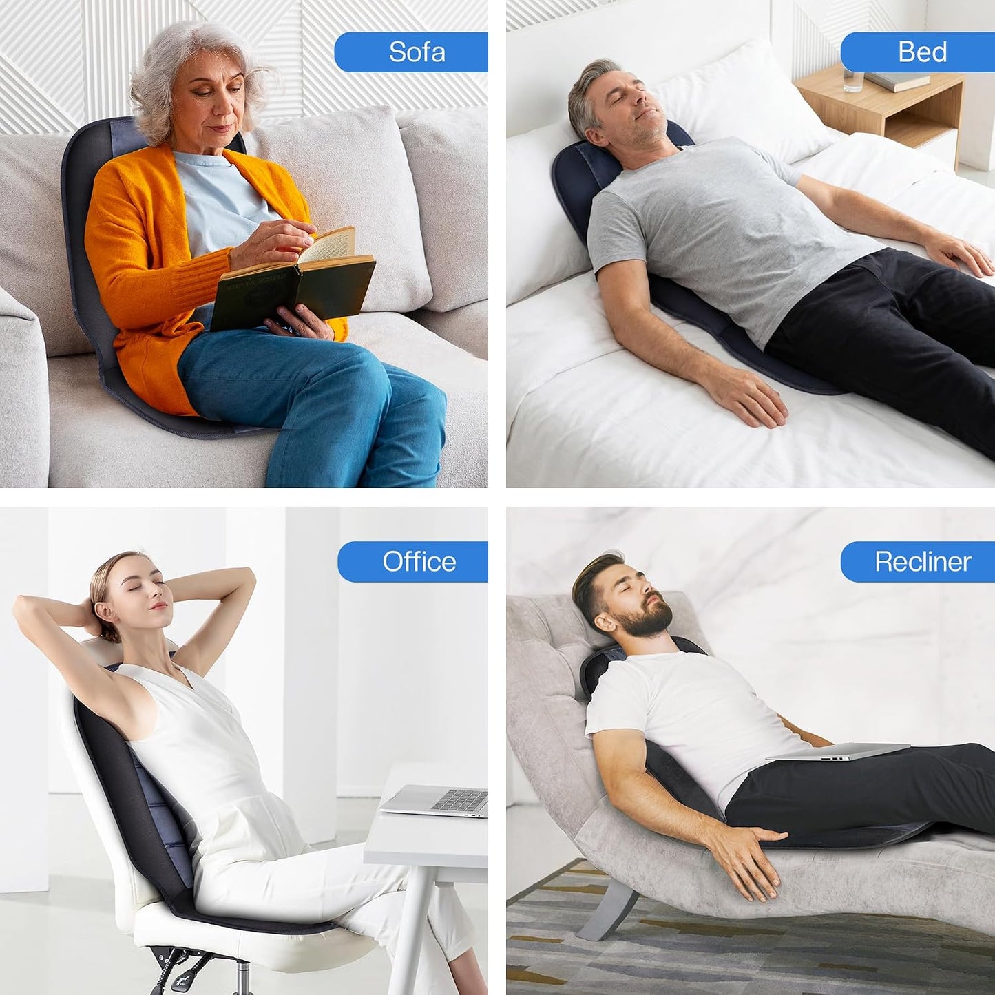 Massage Chair Pad,Back Massager with Heat,Massage Seat Cushion with 10 Vibration Motors,30-60-90 Minutes Heating Options,Chair Massager for Office Chair, Home Office Use, Relaxation Gift