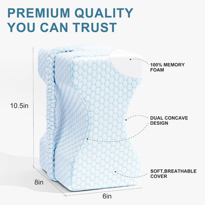 UJPFEO Knee Pillow for Side Sleepers, Leg Pillow for Sciatica, Back, HIPS, Knees, Joints Pain Relief,Pillows for Between Legs While Sleeping Spine Alignment Support & Relieves Pressure,Cooling White