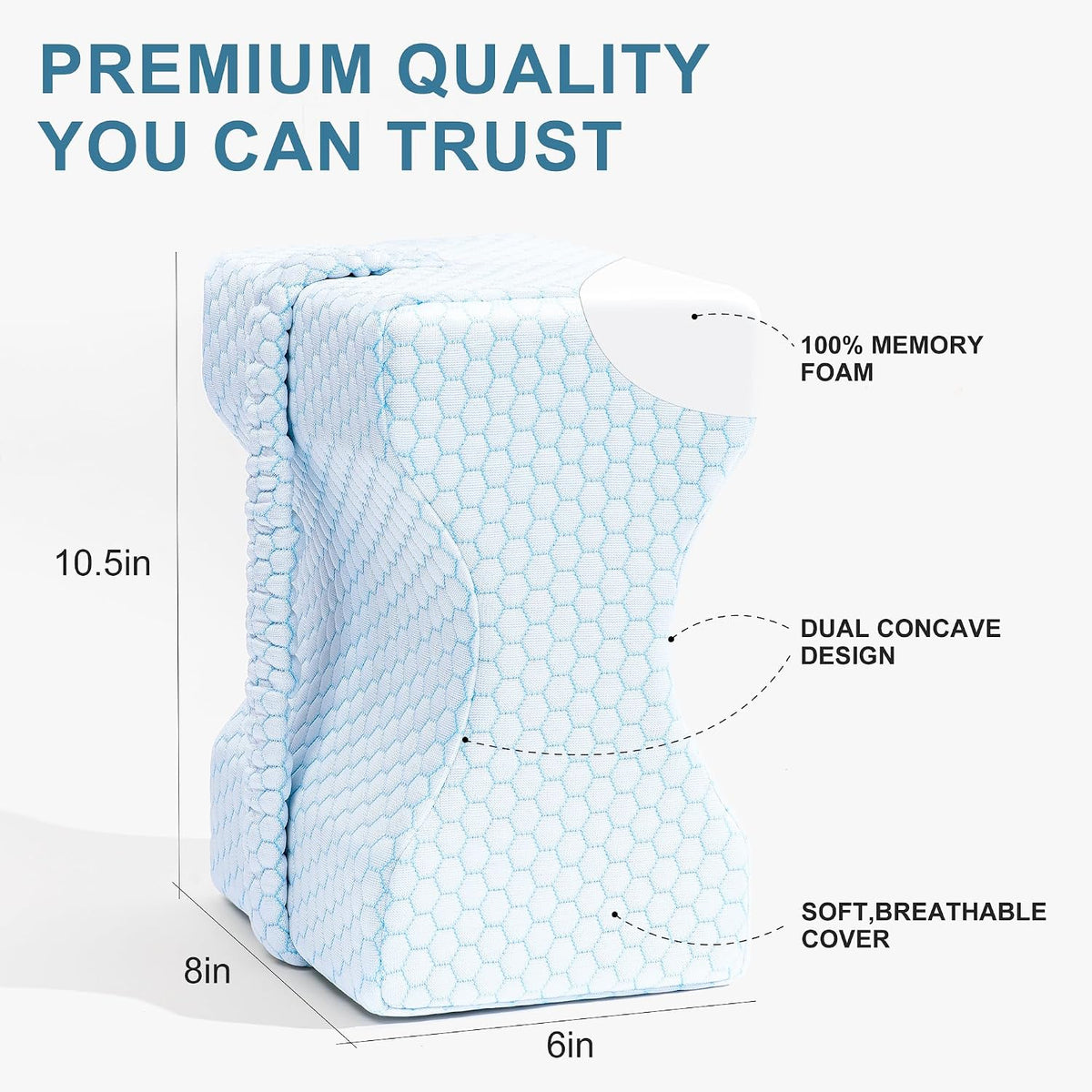 UJPFEO Knee Pillow for Side Sleepers, Leg Pillow for Sciatica, Back, HIPS, Knees, Joints Pain Relief,Pillows for Between Legs While Sleeping Spine Alignment Support & Relieves Pressure,Cooling White
