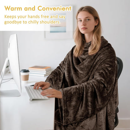 Catalonia Wearable Blanket with Sleeves & Foot Pocket for Adults | Soft Fleece Throw Wrap with Hands-Free Comfort, Perfect for Reading, TV Time & Relaxing, Christmas Gift for Women & Men