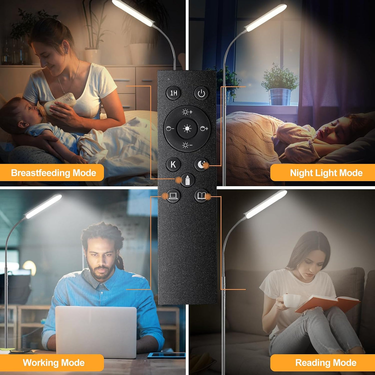 marctronic Floor Lamp, 18W 1800LM Super Bright LED Floor Lamp with Remote & Works with Smart Plug, Dimmable Timing Eye Caring Reading Lamps Floor Standing for Living Room Bedroom Office