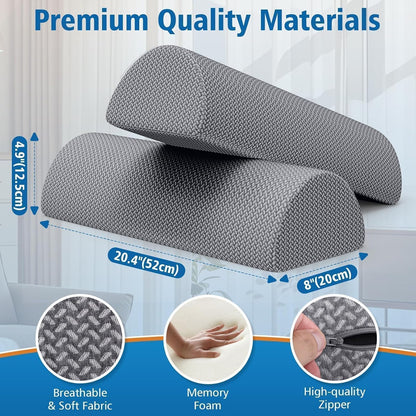SweetSlubr Knee Pillow for Side Sleepers, Half Moon Memory Foam Bolster Pillow for Legs, Ergonomic Design Wedge Elevation Pillow for Side & Back Sleeping, Under Knee Support, Foot, Ankle, Lumbar,White