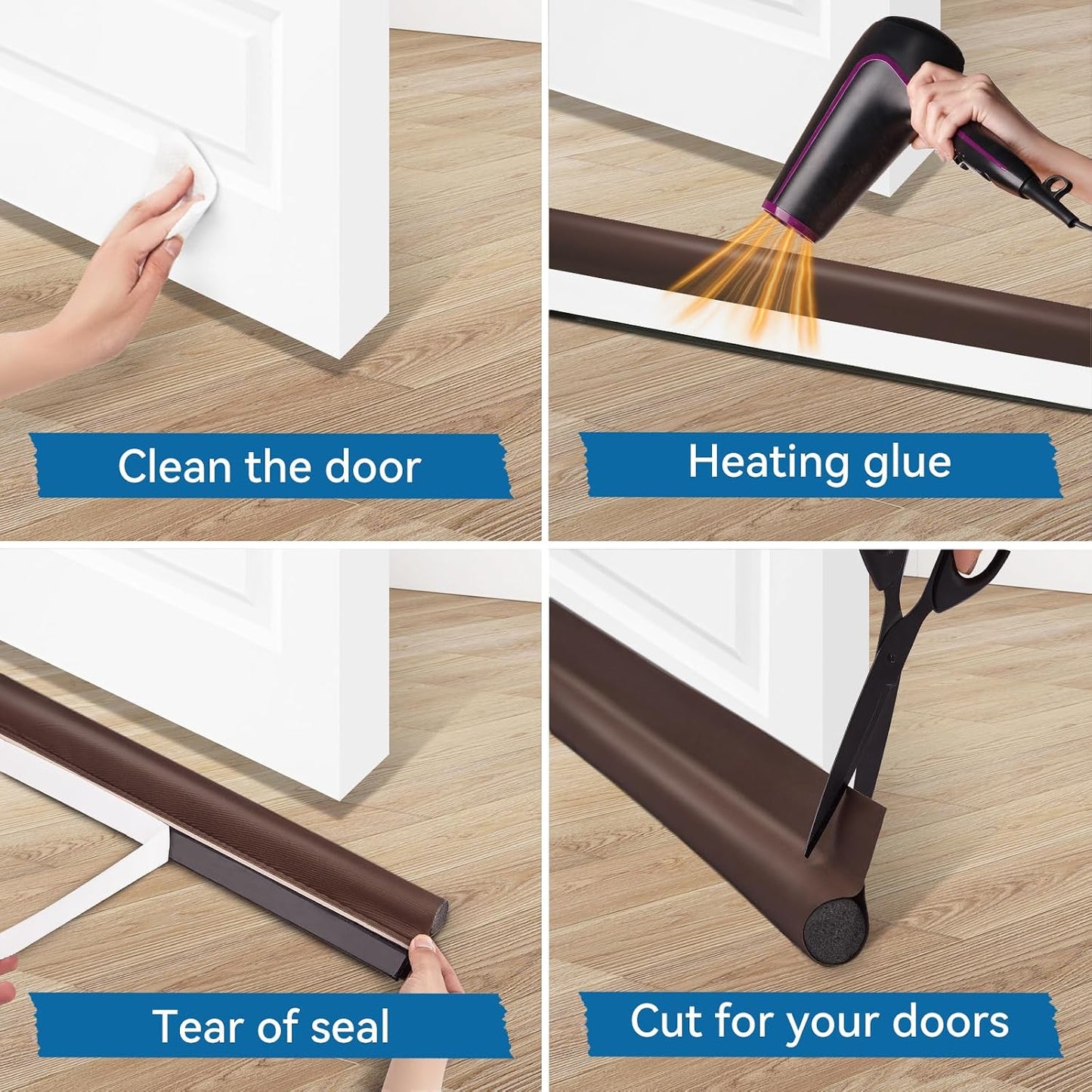 MAXTID Under Door Draft Stoppers 36 Inch White Door Draft Blocker Draft Stoppers for Bottom of Doors Seal Gap Reduce Wind/Breeze, Cold Air, Dust, Smoke, Door Seal Strips Sweeps