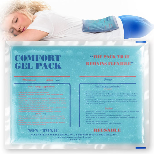 Flexible Reusable Gel Packs for Neck, Wrist, Arm, Back and Shoulder Pain Relief - Versatile Hot or Cold Gel Packs for Injuries, Sore Muscles or Toothache Pain Relief, Blue, 9" x 12"