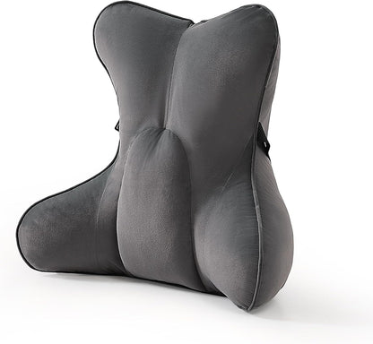 Lumbar Support Pillow(Pat. Pend) – Multi-Functional Ergonomic Back Cushion for Sofa Chair, Car Seat & Sofa, Reading Pillow with Firm Multi-Zone Support to Relieve Lower Back Pain, Misty White