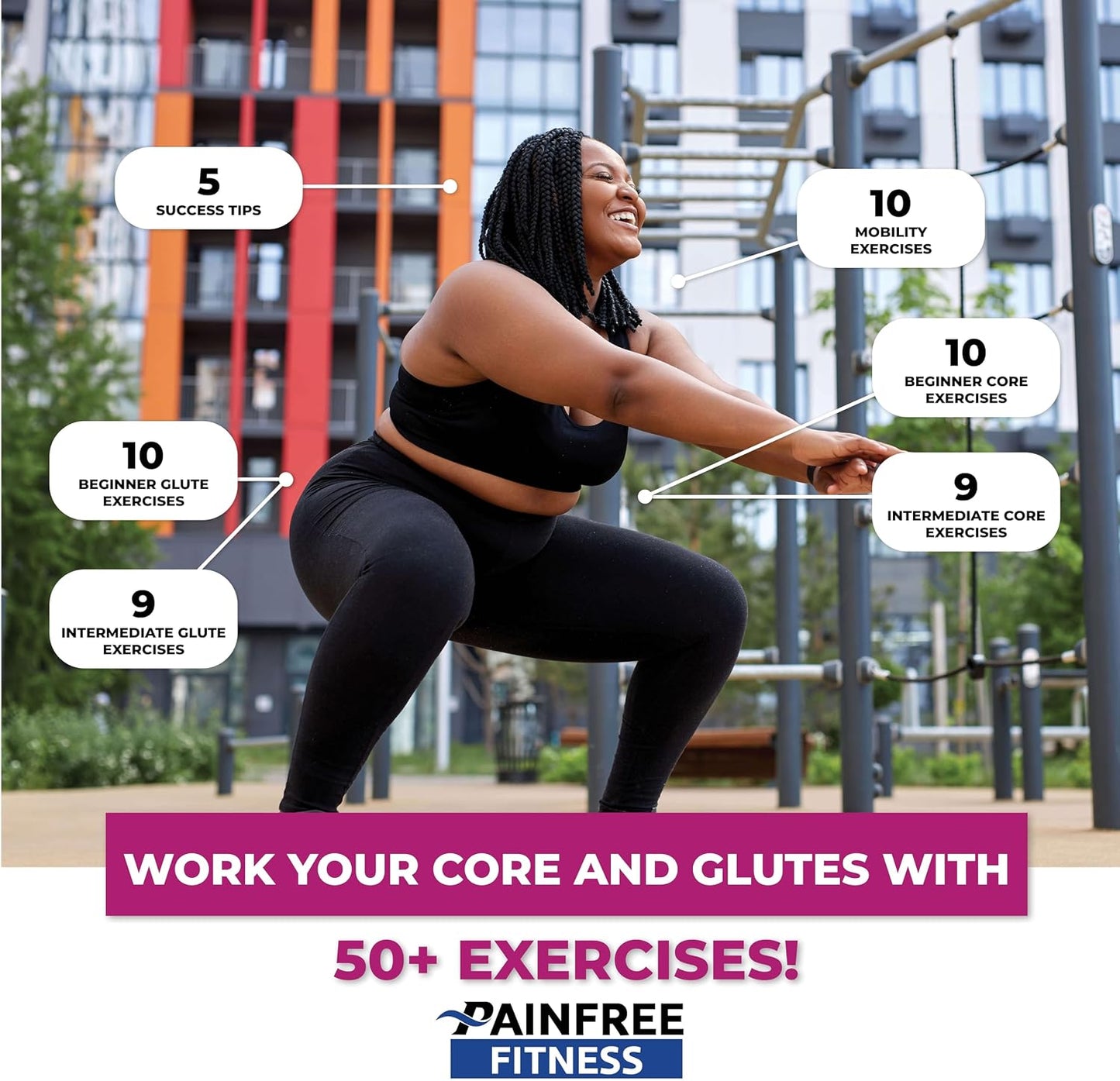 50 Exercise Cards Core & Glutes 3x5'' - Training Exercise Deck of Cards for Women & Men - Beginner to Intermediate - QR Video Guides & Inclusive Artwork - Bend & Tear-Resistant