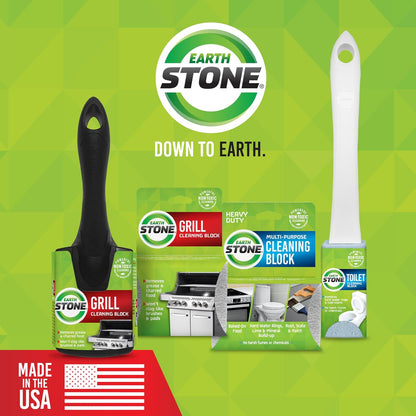 EarthStone Grill Cleaning Block Kit, 3 Blocks with 7-inch EZ-Grip Handle | Bristle Free Wire Alternative Grill Scraper Block Kit, For Porcelain, Iron Cast, & Steel Grates, No Chemical Pumice Material