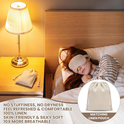 2 Set Pure Linen Sleep Mask Organic Cotton Eye Cover Gift,Linen
