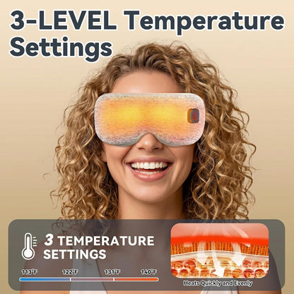 Cordless Heated Eye Mask for Dry Eyes Relief, Rechargeable Warm Eye Compress with 3 Temps, Washable Cover & Bonus Shell, Electric Eye Heating Pad for Sleep, Stye, Travel(Grey & Purple)