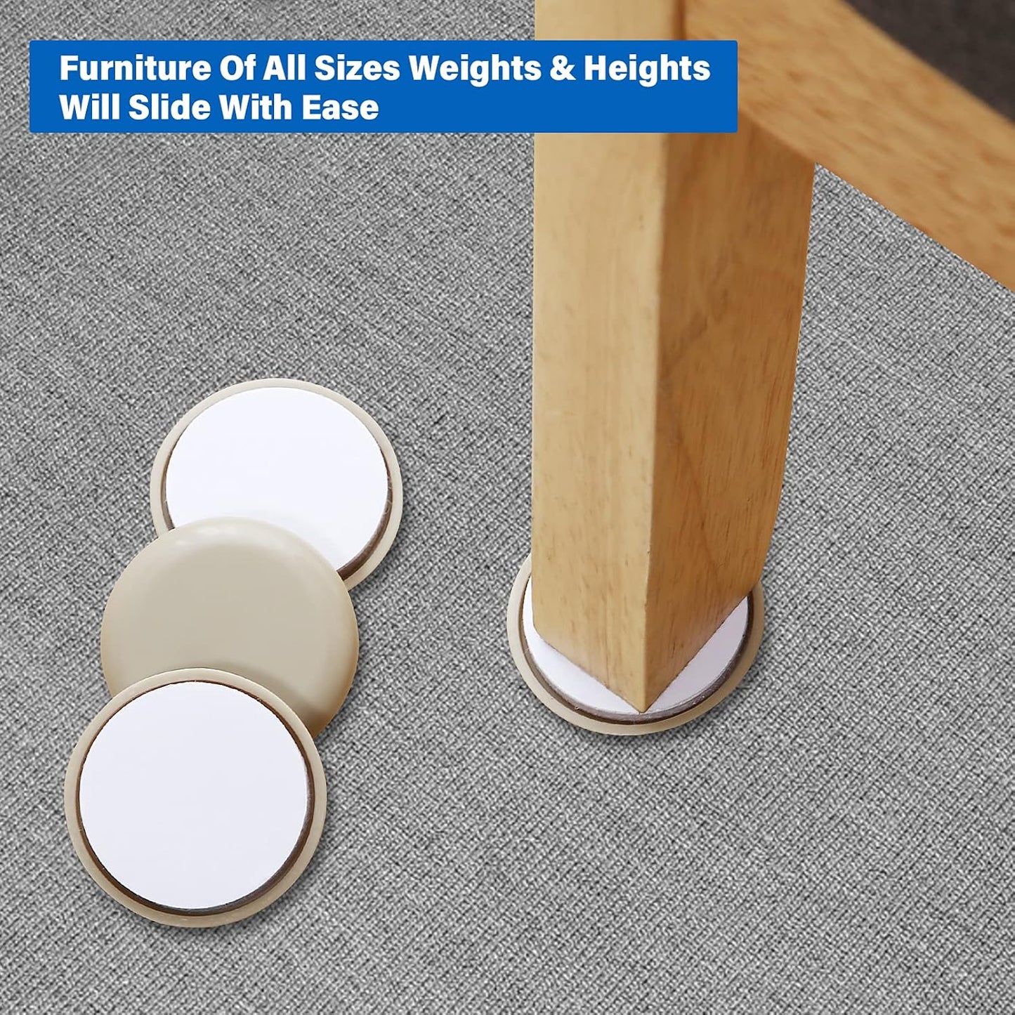 Self-Adhesive Furniture Sliders for Carpets, Furniture Moving Pads (36Pcs) 1-3/4" Furniture Mover Glides, Self Sticks Carpet Furniture Carrier - Move Any Item Quickly and Easily!