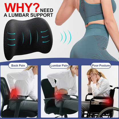 BYMECOST Lumbar Support Pillow for Car, Memory Foam Car Back Cushion | Car Seat Back Pillow for Driving, Adjustable Strap, Ergonomic Lower Back Support Pillow, Office Chairs and Wheelchairs