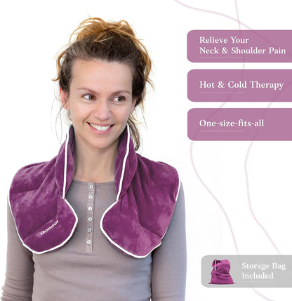 Qomfor - Microwavable Neck Wrap - Maroon Purple, Lavender Scent - Weighted Neck/Shoulder Wrap - Heating Pad - Hot/Cold Muscle Therapy, Stress Relief, Arthritis Pain, Soothing Comfort, Headache