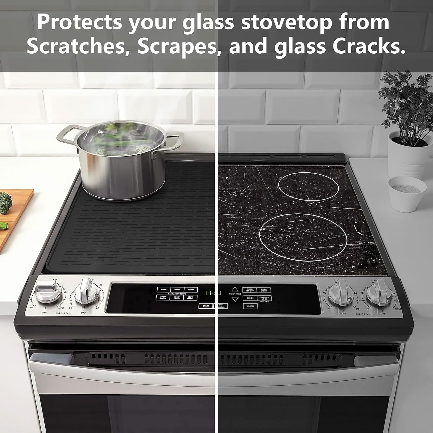 Silicone Stove Gap Covers with Stainless Steel, Oven Gap Filler Seals Gaps Between Stovetop and Counter, Stove Gap Guards Range Trim Kit, Easy to Clean Stove Gap Guard (Black 2 Pack,25")