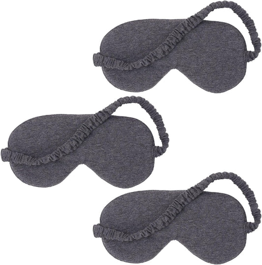 3 Packs Cotton Sleep Eye Masks Effective Light Blocking Soft Blindfold for Men Women with No-Pressure Elastic Strap