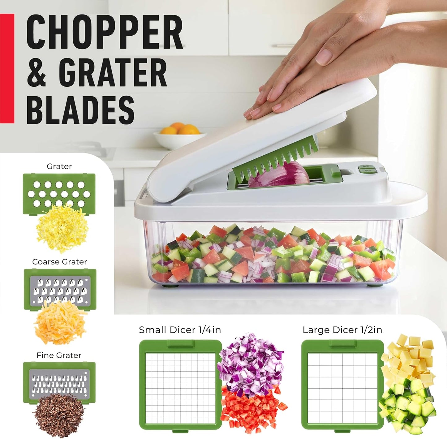Mueller The Real Original Pro Vegetable Chopper & Mandoline Slicer, 10-in-1 | since 2013, 8 Blade Food Veggie Chopper, Onion Vegetable Cutter with Container, Kitchen Gadgets & Essentials
