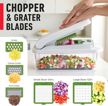 Mueller The Real Original Pro Vegetable Chopper & Mandoline Slicer, 10-in-1 | since 2013, 8 Blade Food Veggie Chopper, Onion Vegetable Cutter with Container, Kitchen Gadgets & Essentials