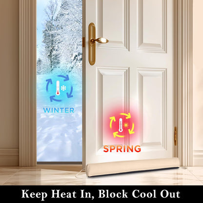 Door Draft Stopper with Removable Washable Cover, 38", Black | Weighted Gap Filler, Blocks Hot and Cold Air, All-Season Seal, Easy Install, Noise & Wind Blocker, Home Essentials