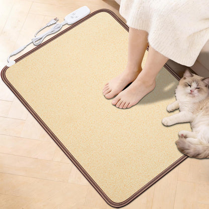 Heated Floor Mat, Foot Warmer Under Desk, Feet Heating Pad with 10 Heat Settings and Timer, Fast Heating for Office, Home, Study Play Room 120V 60W 18.5x14.2 inch SZ