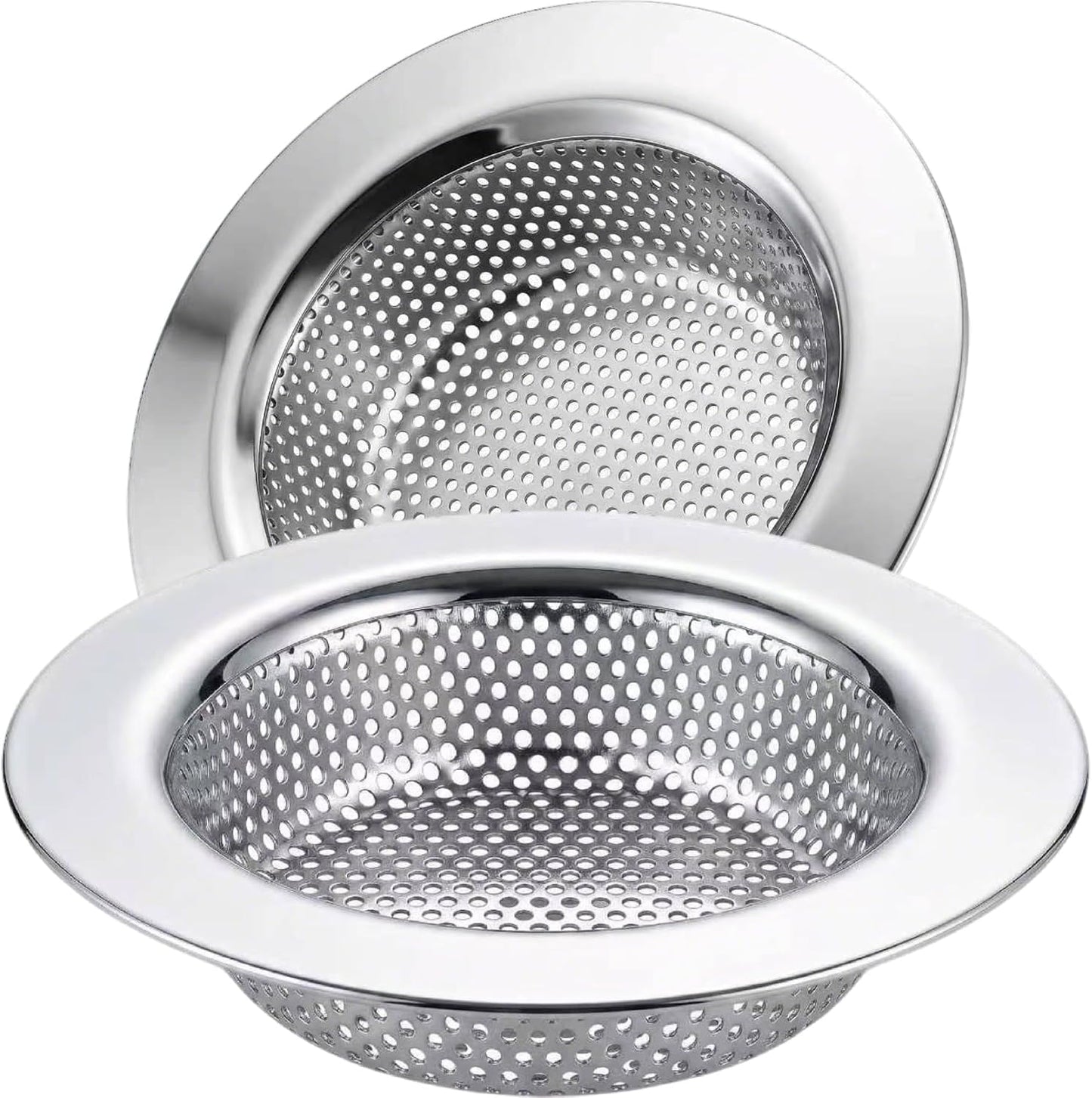 Kitchen Sink Strainer Stainless Steel, LASSHSWA Kitchen Sink Drain Strainer, Sink Strainers for Kitchen Sinks with Large Wide Rim 4.5" Diameter (2 Pack)
