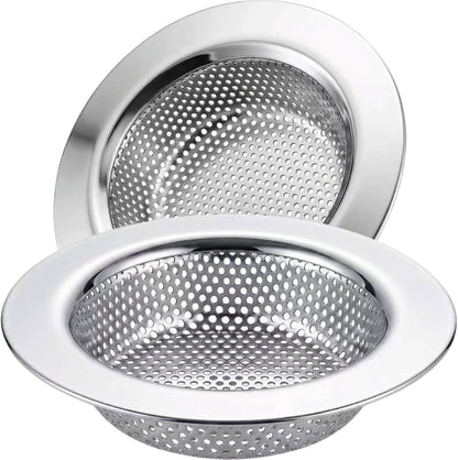 Kitchen Sink Strainer Stainless Steel, LASSHSWA Kitchen Sink Drain Strainer, Sink Strainers for Kitchen Sinks with Large Wide Rim 4.5" Diameter (2 Pack)